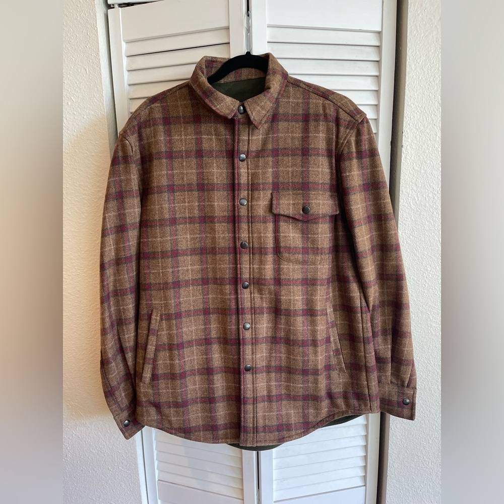 Men's Plaid Shirt Jacket in Brown and Tan (like new, never worn)